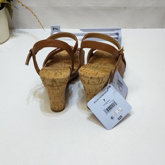Aerosoles Strappy Cork High Wedge Sandal Adjustable Strap Block Heel Women Sz 7M - Picture 5 of 7